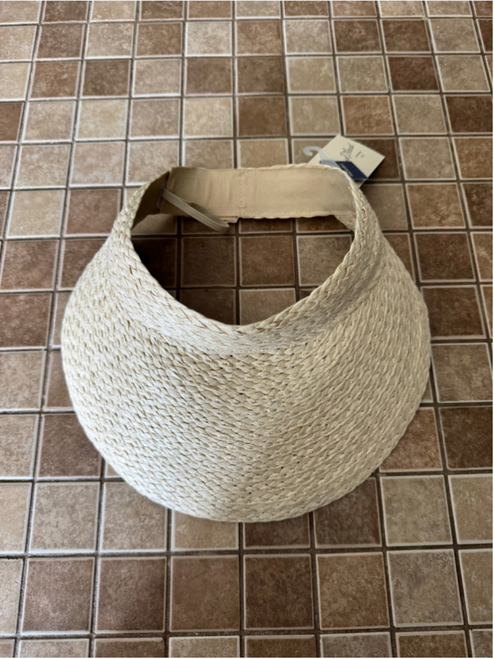 Women's Universal Thread Straw Visor Hat One Size Beige